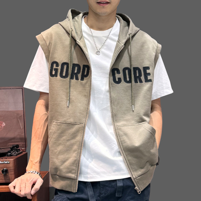 高街连帽运动马甲男士高端男装