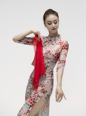 古典舞旗袍飘逸女现代舞舞蹈服身韵纱衣中国风民族舞表演服练功服