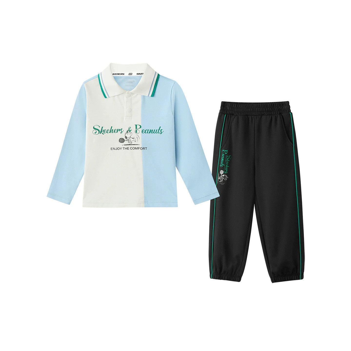 Skechers斯凯奇男孩幼童秋冬舒适休闲亲肤针织长袖套装L326B030