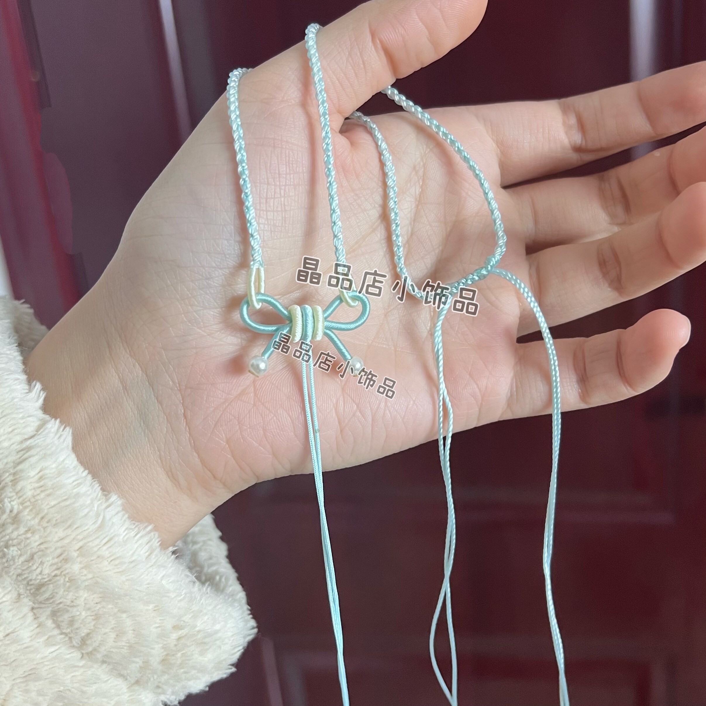蓝色吊坠项链手工编织在逃公主蝴蝶结编绳半成品可挂配饰调节绳,饰品/流行首饰/时尚饰品新,项链,淘宝优惠券,粉丝福利购,淘宝优惠卷