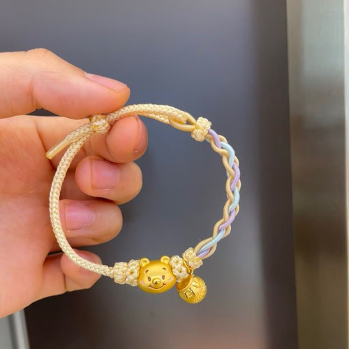 小熊蜜罐手绳简约可爱清新手工编织八股桃花手绳可穿饰品男女学生