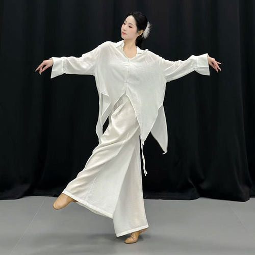 现代舞宽松衬衫飘逸练功服女新款
