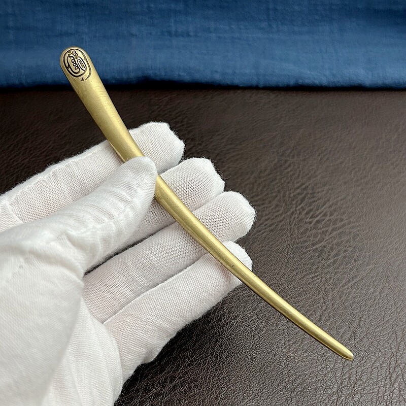 小众复古黄铜金光紫薇讳发簪古装长发束发盘发钗子老式简约发簪饰