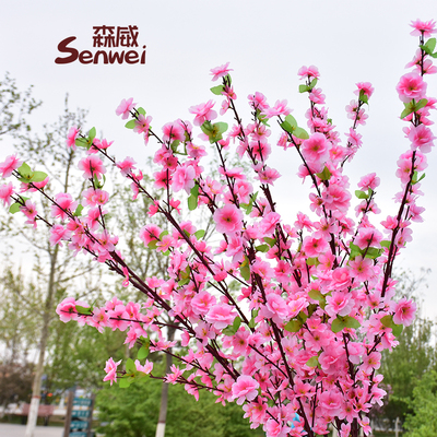 仿真桃花枝假花干枝单支室内客厅装饰树枝桃花树绢花假树桃花包邮