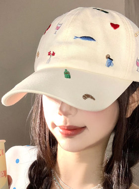 可爱卡通刺绣棒球帽女休