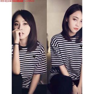 宽松百搭休闲黑白条纹短袖 Rouje 新款 张佳宁明星同款 T恤女 Dsyle