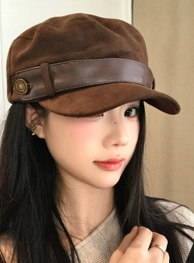 美拉德棕色麂皮绒平顶马