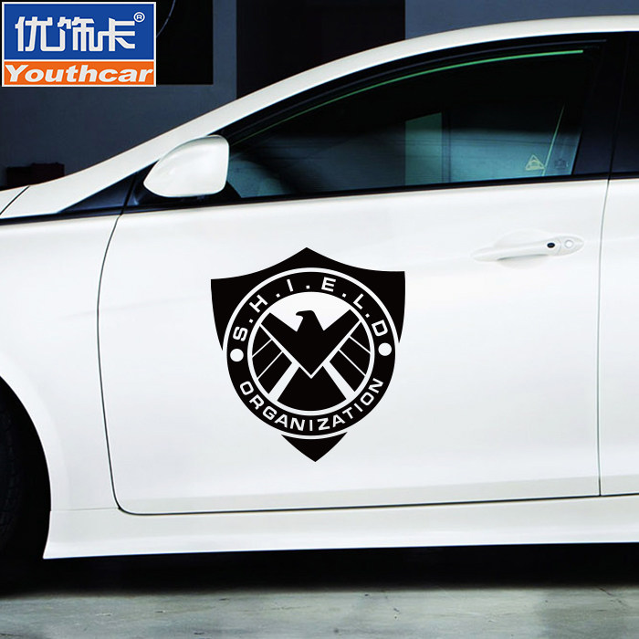 优饰卡 神盾局车贴 复仇者联盟2反光贴 侧门车身改装盾牌汽车贴纸