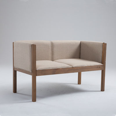 梵辰实木现代简约米色单人双人组合布艺沙发客厅餐厅沙发椅子围椅