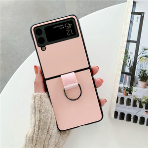 适用于三星Galaxy z flip手机壳指环折叠屏sm-f7110挂绳防摔创意F7000保护套zflip2简约粉色flip3外壳5G新款