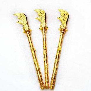 新款网红玩具可自动伸缩关羽大刀青龙偃月刀画戬儿童兵器舞台道具