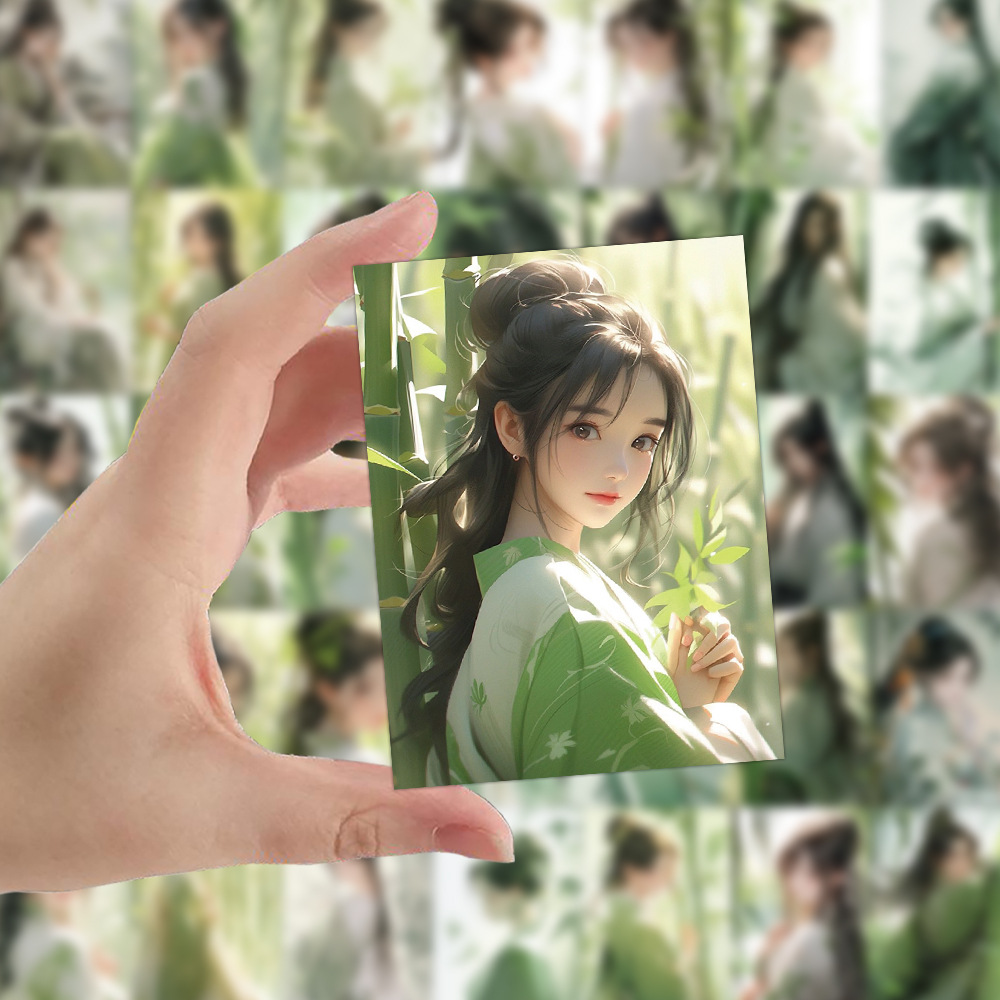 古风竹子人物贴纸贴画创意装饰