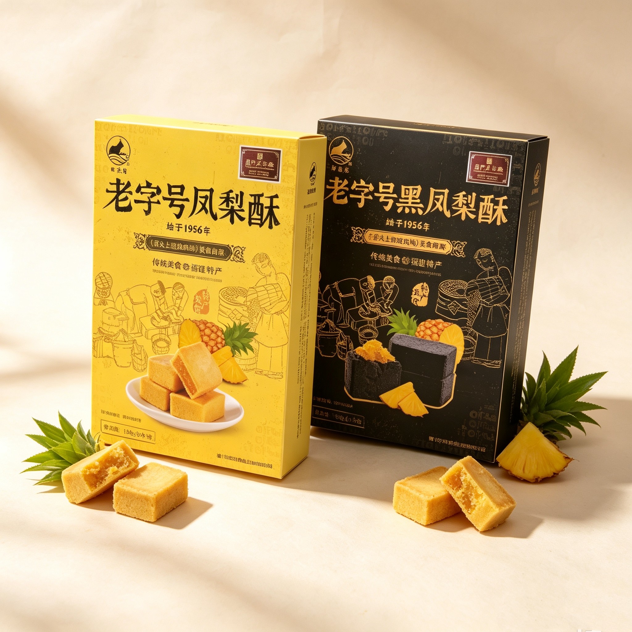 厦门特产凤梨酥礼盒日光岩老字号黑凤梨酥180g传统糕点椰子饼食品