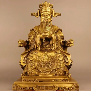 黄铜彩绘龙五爷广济龙王财神佛像客厅摆件五龙王铜像装 饰品大号