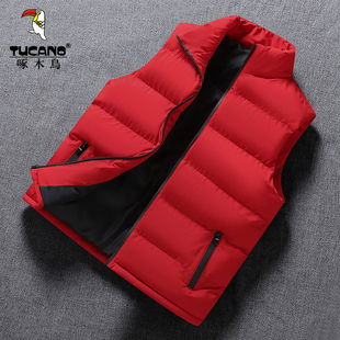 啄木鸟羽绒棉马甲男款冬季保暖加肥加大背心外套马夹外穿