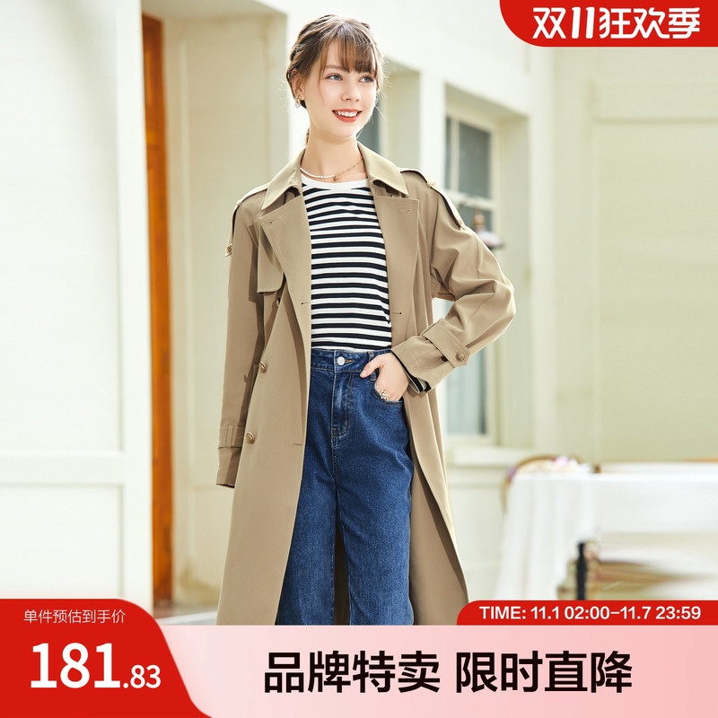 betu百图风衣外套女小众中长款西装领高级感大衣秋季新款