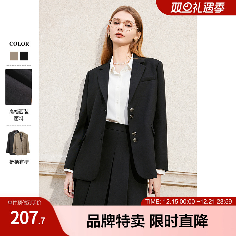 betu百图学院风西装新款气质时髦英伦风西装长袖单排扣西服女