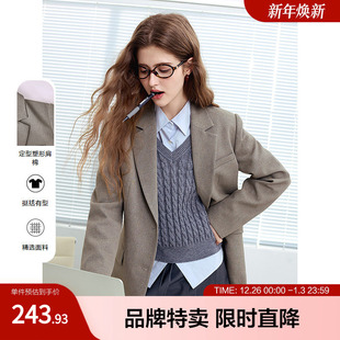 2025百图平驳西装 外套女 领外套塑形肩棉气质简约西装