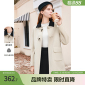 双面呢纯羊毛中长款 新款 毛呢外套呢子大衣 冬季 betu百图女装