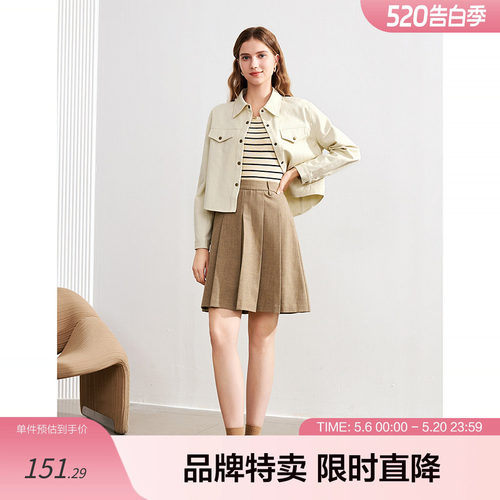 betu百图纯色短外套款开衫纯色单排扣长袖女式短外套