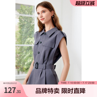 betu百图工装风连体裤夏款工装风纯色无袖女式连体裤
