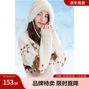 毛衣 慵懒风套头女式 betu百图撞色毛衫 减龄宽松落肩袖