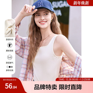 2025百图方领百搭单品必B叠穿单品显瘦方领女式 背心
