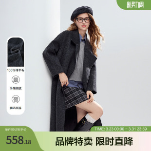 挺括有型翻领外套 新款 betu百图通勤职场长款 双面毛呢大衣冬季