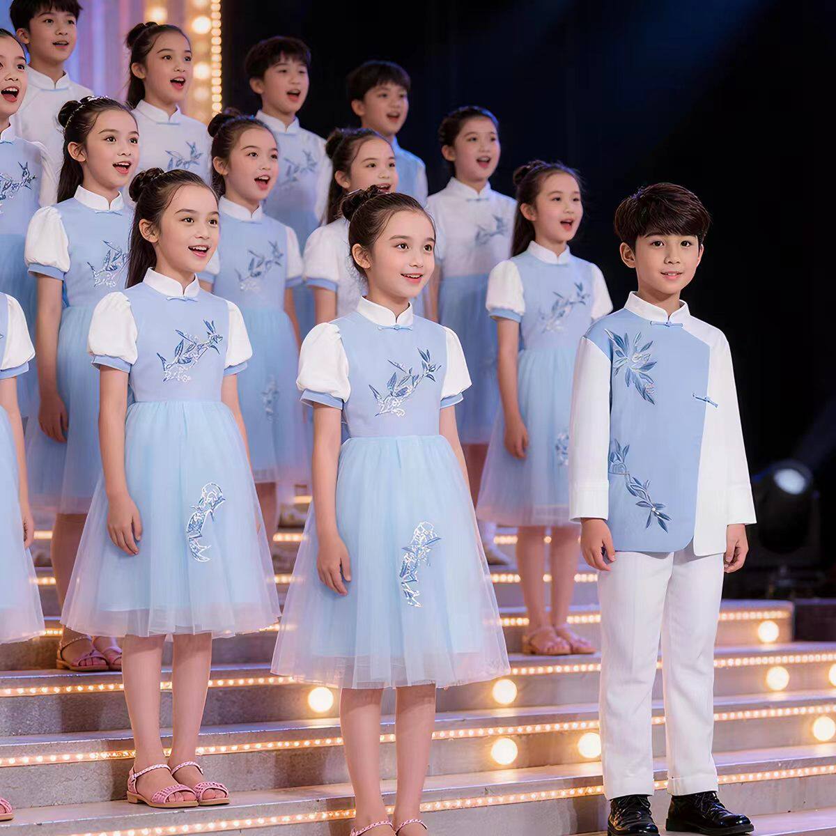 六一儿童合唱服装演出服男女童礼服中小学生表演朗诵纱裙舞蹈服装
