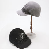 千金风毛呢棒球帽女秋冬网纱装 饰显脸小时尚 百搭帽子25121117