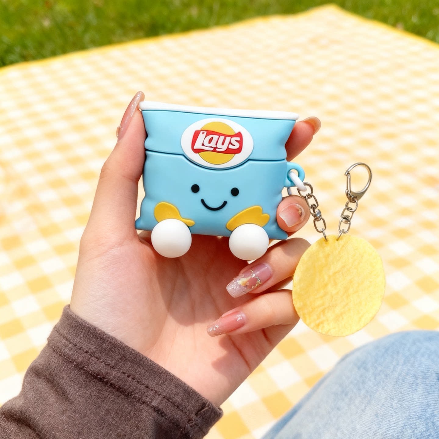 创意卡通蓝色薯片适用于airpodspro2保护套airpods4壳3苹果蓝牙耳机套盒充电仓4四代airpod硅胶ipod软pro2二