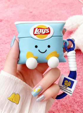 创意卡通蓝色薯片适适用于oppo enco air4pro保护套free4壳clip蓝牙耳机套air4i软free3硅胶air2pro耳机盒R4