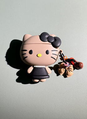 创意黑裙子凯蒂猫适用于airpodspro2保护套airpods4壳3苹果蓝牙耳机套盒airpors4四代硅胶ipod软壳pro2二代壳