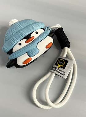 创意蓝色围巾帽企鹅适用airpods4保护壳苹果耳机pro3套pro2企鹅4四代硅胶软壳pro3二三代aipods蓝牙耳机盒