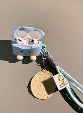 创意卡通蓝色薯片适用oppoencoair4pro保护套OPPO enco free4保护壳clip蓝牙耳机套软free3硅胶air2pro耳机盒