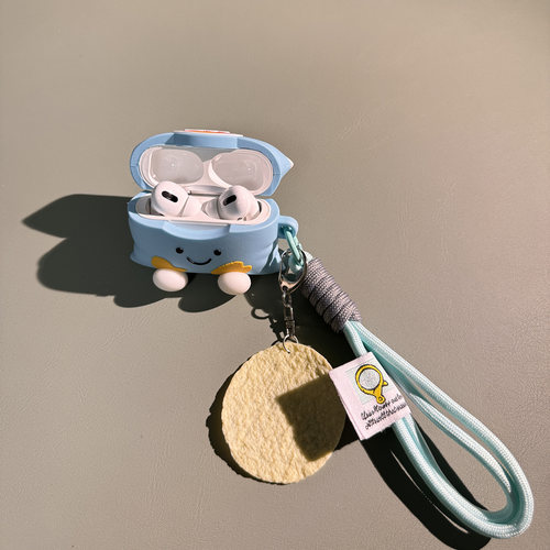 创意卡通蓝色薯片适用oppoencoair5pro保护套OPPO enco free4壳clip蓝牙耳机套软free3硅胶air2pro耳机盒4pro