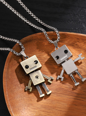 机器人项链男女情侣短袖百搭衣链