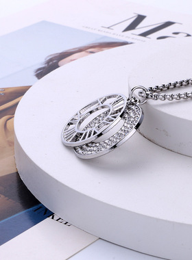 罗马数字钛钢项链男女潮百搭配饰