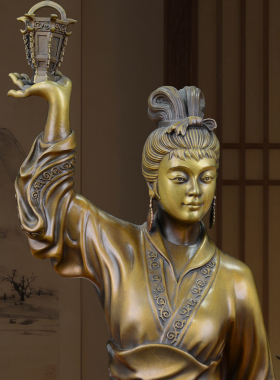 湄洲主庙纯铜青年妈祖神像供奉