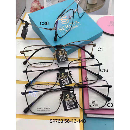 SEROVA施洛华眼镜框钛板眼镜架眼睛框多边形框SP763可定制镜片