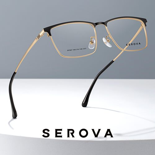 SEROVA施洛华眼镜框钛板眼镜架眼睛框眉线半框SP887 可定制镜片