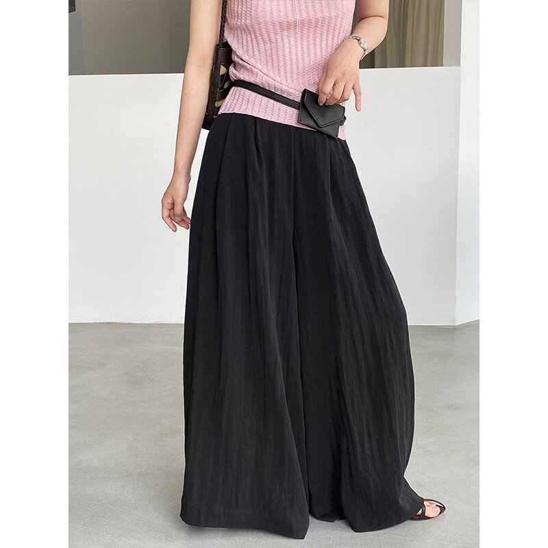 韩系慵懒风高腰阔腿长裤女2026夏季新款　莱赛尔 宽松垂感飘逸 - 淘宝联盟商品