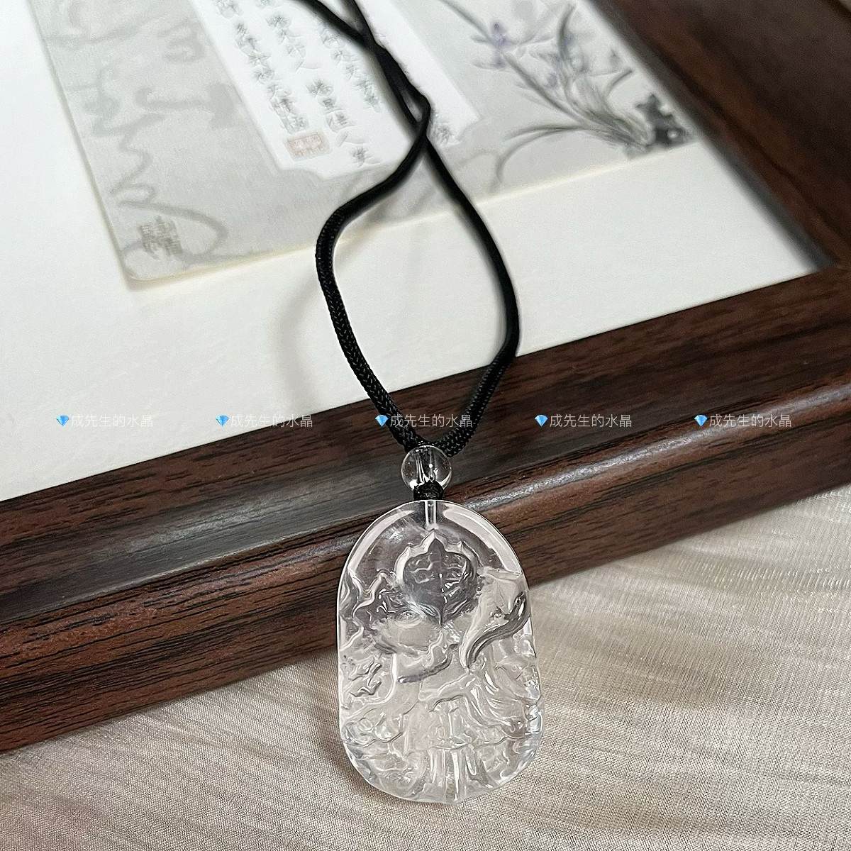 天然白水晶狐狸吊坠将军狐项链桃花狐牌九尾狐水晶项链锁骨链男女