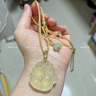 天然黄水晶狐狸吊坠九尾狐水晶项链挂坠中国风狐牌锁骨链女简约绳