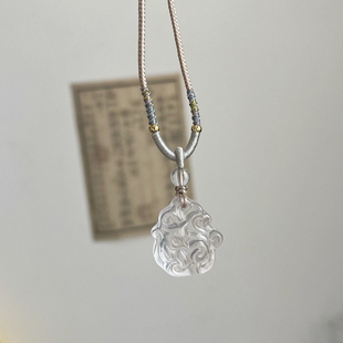 九尾狐吊坠天然冰透白水晶狐狸项链女挂件毛衣链颈绳锁骨链可调节