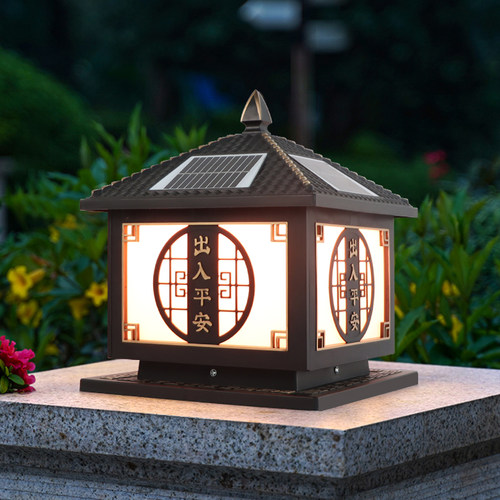 新中式门墩柱头灯太阳能柱子灯