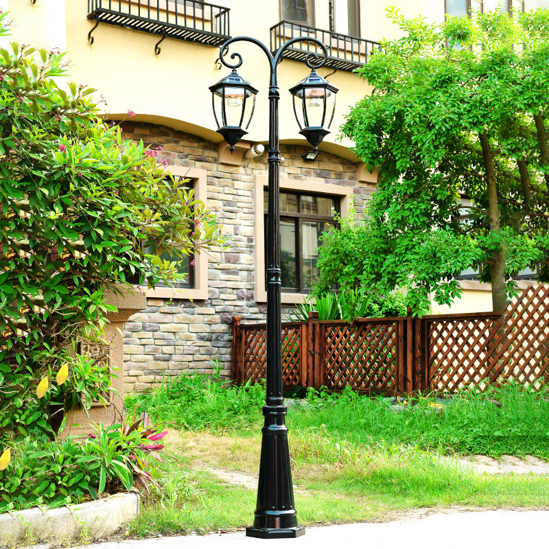 LED太阳能庭院灯欧式别墅路灯户外照明防水灯室外花园公园高杆灯