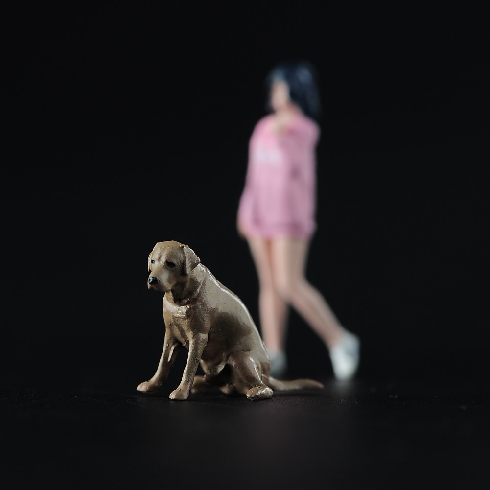 1/64 场景道具 田园犬动物微缩模型沙盘手办树脂小人偶微拍摆件