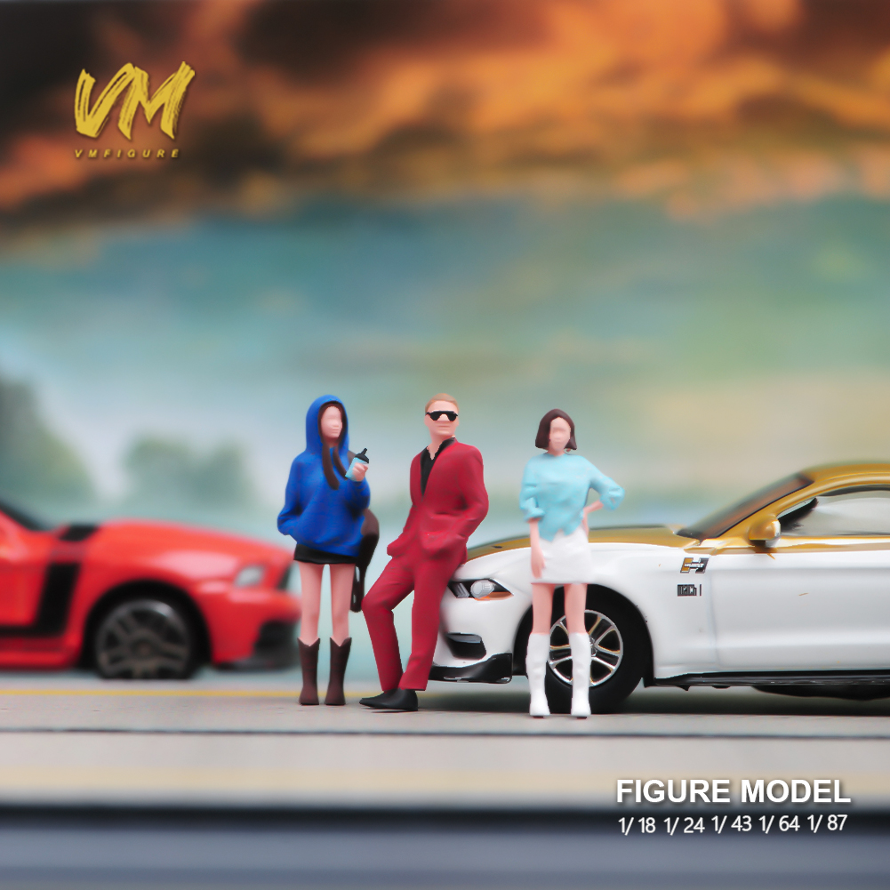 现货1/87/64/43/24/18靠车男女系列微缩场景微拍摄影模型搭配手办