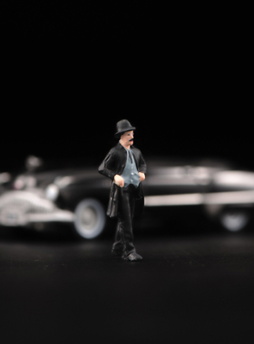 ANT 1/64 绅士黑色礼服男士 微缩模型沙盘手办树脂小人偶微拍